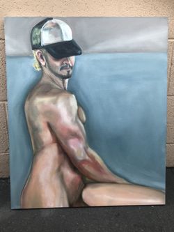 Sexy male model painting
