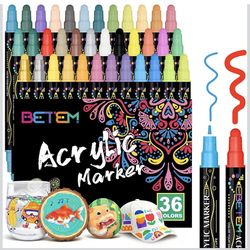 36 Colors Dual Tip Acrylic Paint Pens Markers
