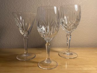 Vintage Waterford Princess House Gorham Crystal Cut Glass Wine Stemmed Goblet Glasses