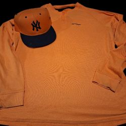 NEW YORK YANKEES HAT Snd Thermal Shirt LARGE 