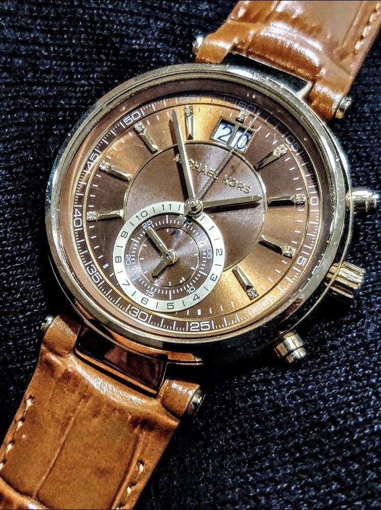 Michael Kors Swayer Golden Brown Swiss Made Womens Watch MK2424