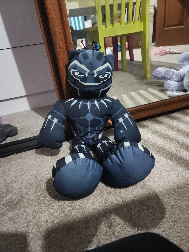 “Black Panther plush & Colorful Batman Plush - clean, pickup tonight.”