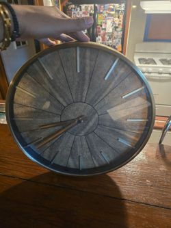 Round Wood Face, Brass Banded Clock