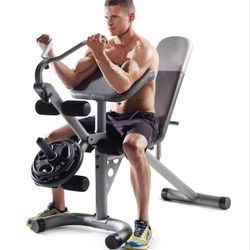 Gym Weight Set Bench Rack + Plates + Elliptical 