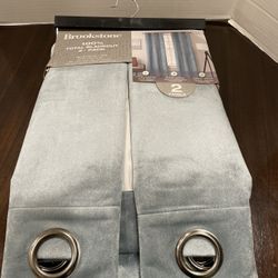 Brookstone 100% Total Blackout 2 Grommet panels 38x84 velvet solid spa brand new  Curtains 