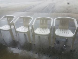 White patio chairs