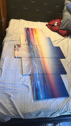 5 Piece Large Modern Seascape Artwork Gallery Wrapped Ocean Sea Beach Pictures Canvas Prints Waves Paintings on Canvas