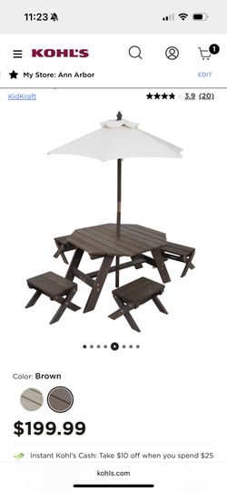 Kidkraft Octagon Table With Umbrella And 4 Stools 