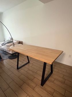 Modern Wood Dining Table with Metal Legs