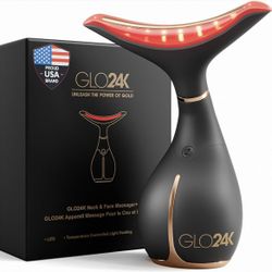 Brand New GLO24k LED Neck & Face Vibrating Massager (still sealed in box !)