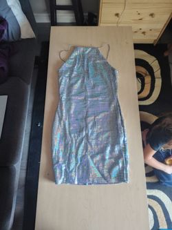 Holographic Sequin Mini Dress