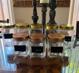 Set of 8 glass storage jars