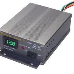 DC 24V to 13.8V Step Down Power Converter, Voltage Display and Forced Air Cooling, Switching Power Supply for RV, Buses,Trucks, Boats, Golf 