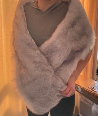 NEW Light silver faux fur shawl wrap