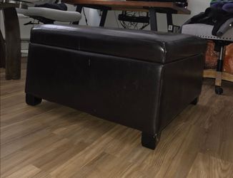 Dark Brown Faux Leather Storage Ottoman