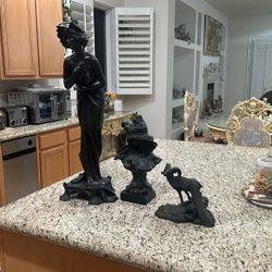 3 Metal Statues 