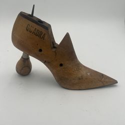 Vintage Wooden Cobbler Shoe Form And Awl Tool