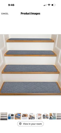 Stair Treads for Wooden Steps Indoor, 15 Pack 8" X 30" Non Slip Carpet Stair Treads with Reusable Adhesive for Kids Elders and Dogs, Surface Polyester