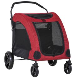 PawHut Pet Stroller Universal Wheel with Storage Basket Ventilated Oxford Fabric for Medium Size Dog