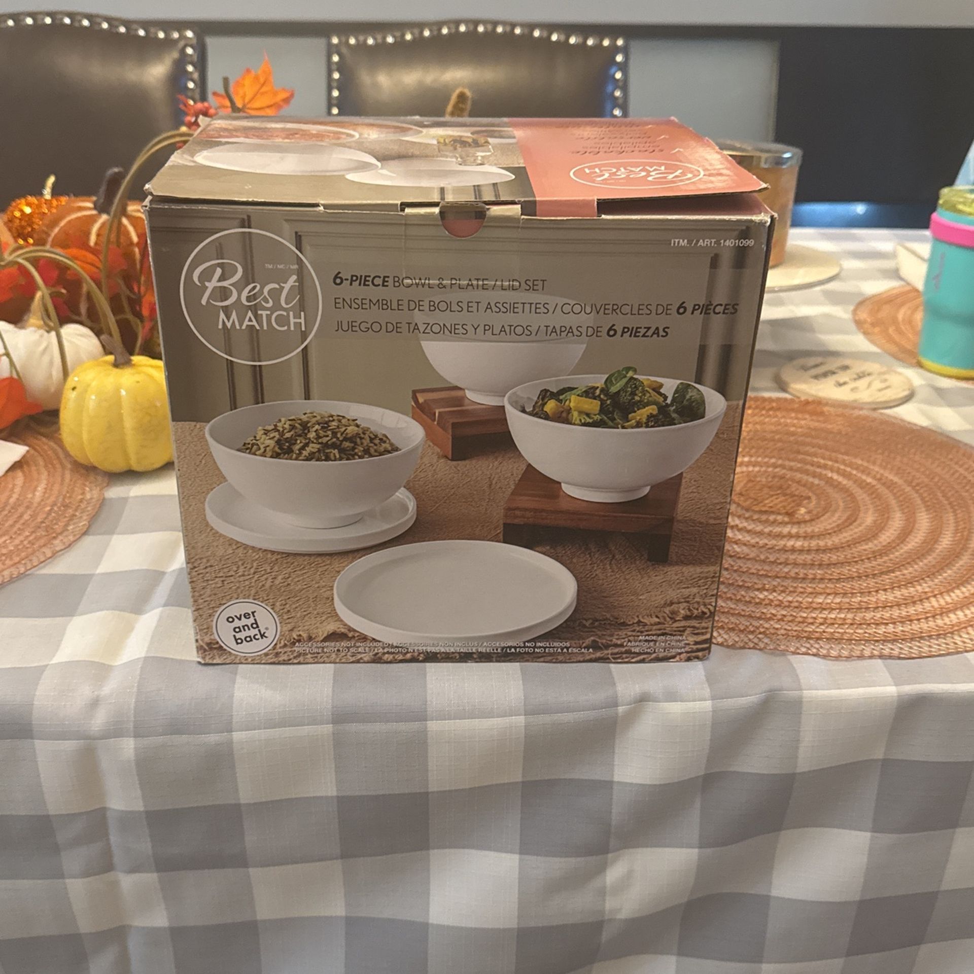 New Over and back six piece bowl and plate lid set