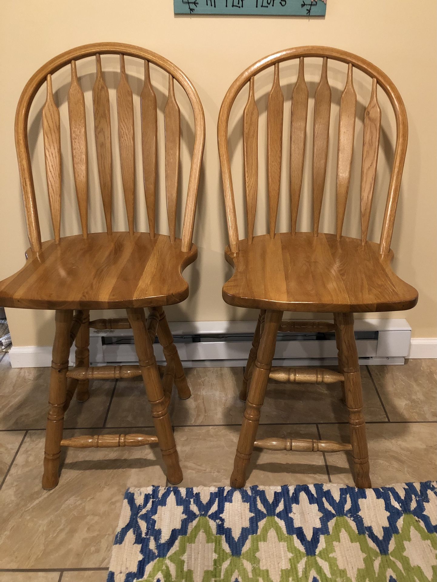 Solid Oak Counter Height Bar Stools