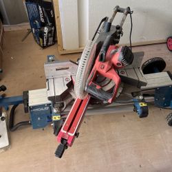 BAUER 12 in. Dual-Bevel Sliding Compound Miter Saw & HERCULES 550 lb. Universal Aluminum Mobile Fold