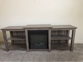 Gray Electric Fireplace TV Stand / Entertainment Center – Excellent Condition
