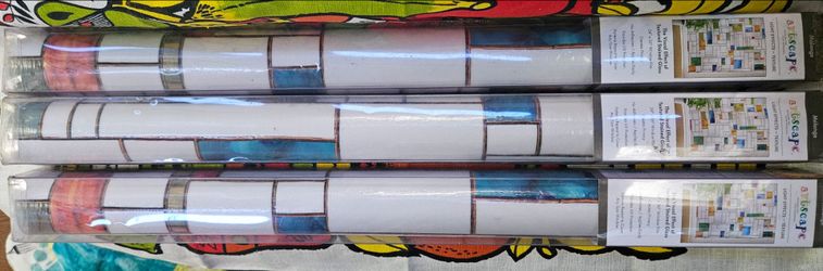 Artscape Mélange Stained Glass Decorative Window Film 24x36 Vinyl 3pk MCM Mondrian Design