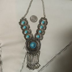 Sterling Silver Turquoise Necklace.