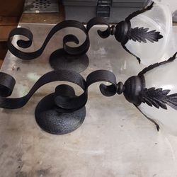 CANDLE HOLDERS. Metal And Glass 