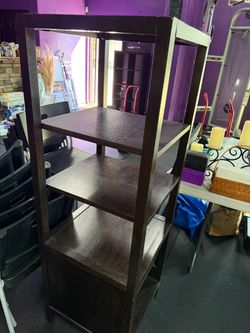 Dark Brown Wood 4-Tier Bookshelf