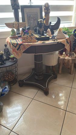 Round and solid wood table