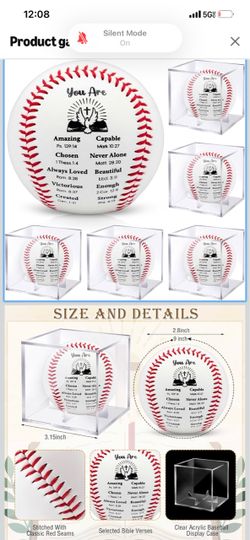 Soulchen 6 Sets Christian Baseball Gift Set with Display Case, Religious Baseball Gifts for Boys, Baptism Coach Appreciation Gift Back to School Chris