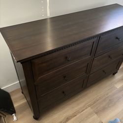 Walnut Dresser And Mirror