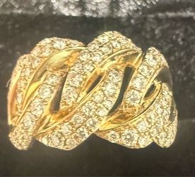 14Kt Yellow Gold Pave Diamond  Ring