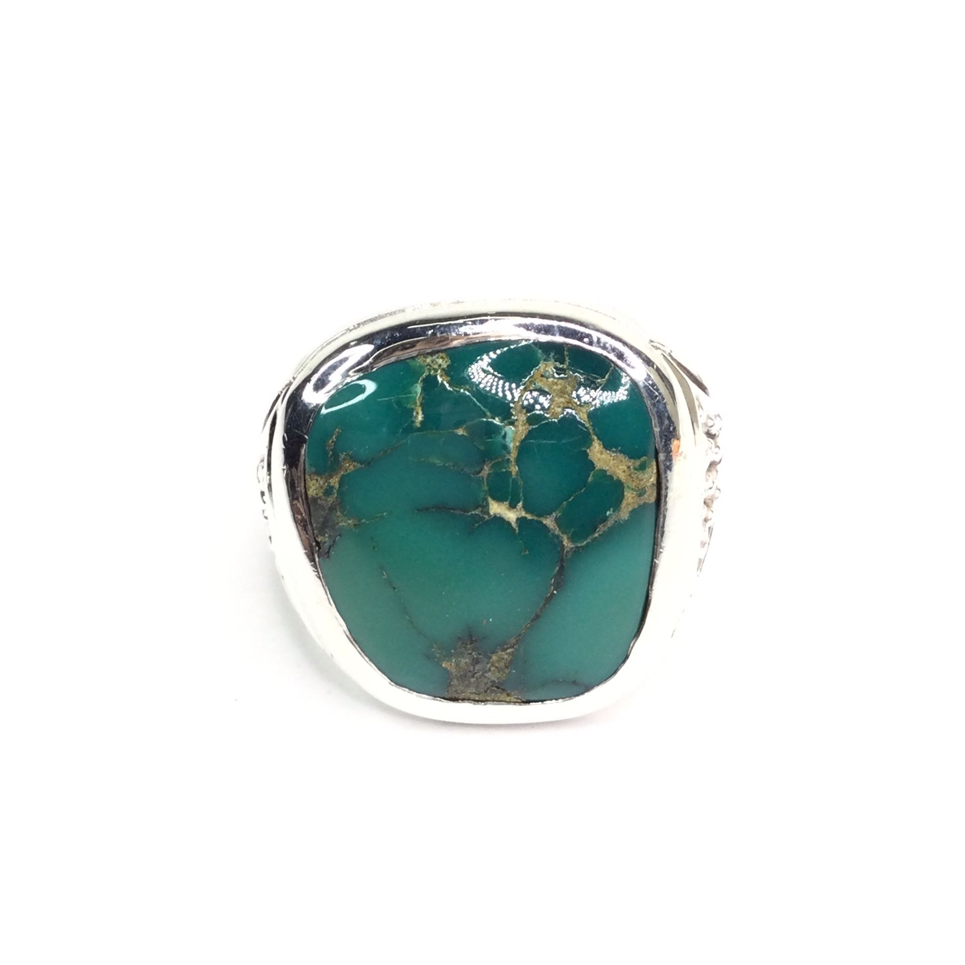 Sterling Silver Large Natural Chrysocolla Ring