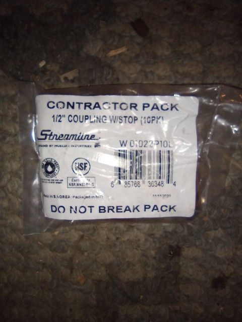 1/2 Inch Coupling W/Stop (10pk)