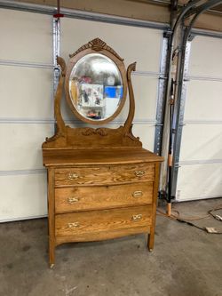 Dresser 3 drawer with mirror solid oak