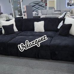 ✅️✅️3-Piece Black  color Convertible Sectional✅️✅️
