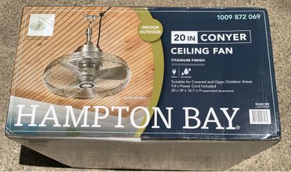 Hampton Bay Conyer 20 Inch Ceiling Fan - Silver / Suitable Outdoor Covered Spaces