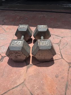 Pair of 70 lb Hex Dumbbells – 140 lbs Total