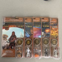 NEW DISNEY 2026 STAR WARS GALAXY’S EDGE COMIC COIN FIGURE SET OF 5 LE 5500 + $325 OBO