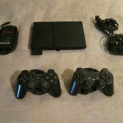 Playstation 2 Ps2 Slim 256gb Drive With Controllers And 80+ Games


