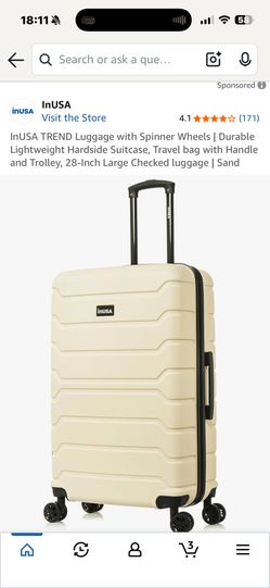  InUSA TREND Luggage with Spinner Wheels | Durable Lightweight Hardside Suitcase, Travel bag with Handle and Trolley, 28-Inch Large Checked luggage |