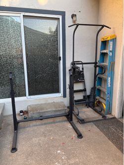 Squat/ bench press/adjustable and dip and pull up tower
