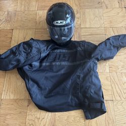 Motorcycle Jacket W Armor And Helmet 