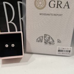 GRA Certified Moissanite Stud Earrings 0.5ct Each