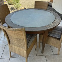 Dining Table With Soapstone Insert & 4 Chairs