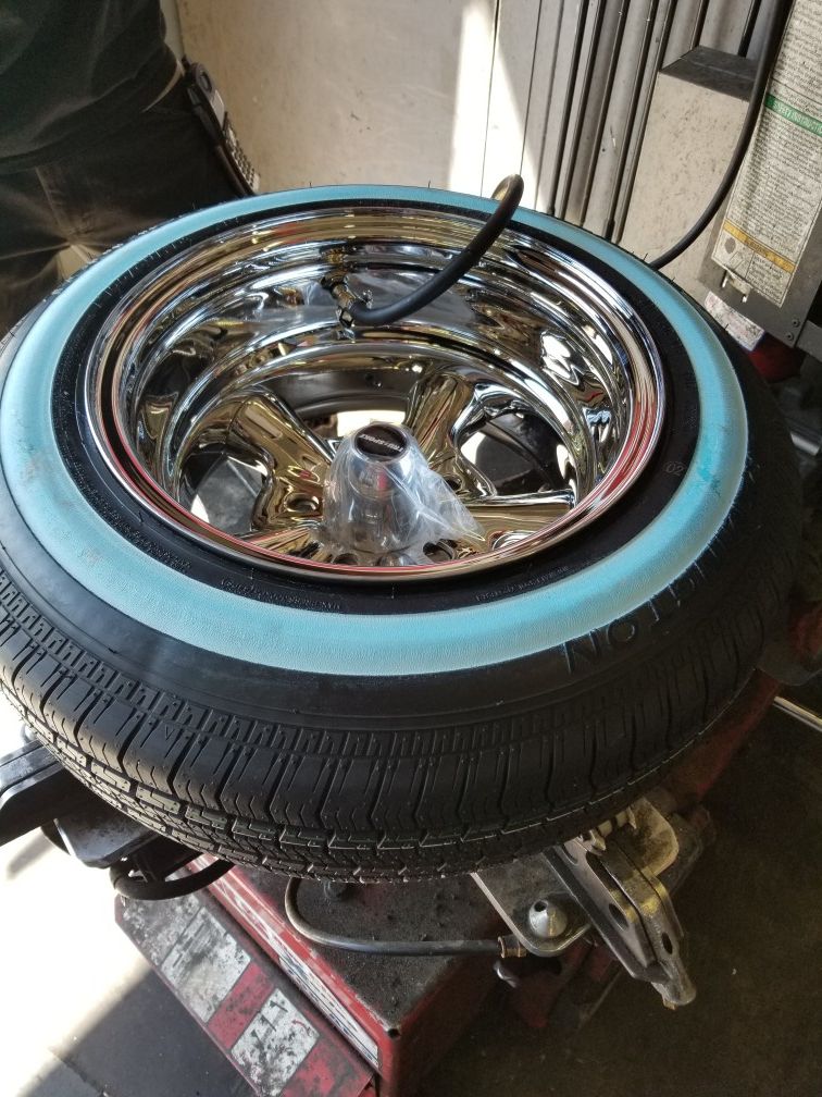 NEW 13x7 Tru Spoke Supreme Wheels with 155 80 13 shaved White Wall Tires
