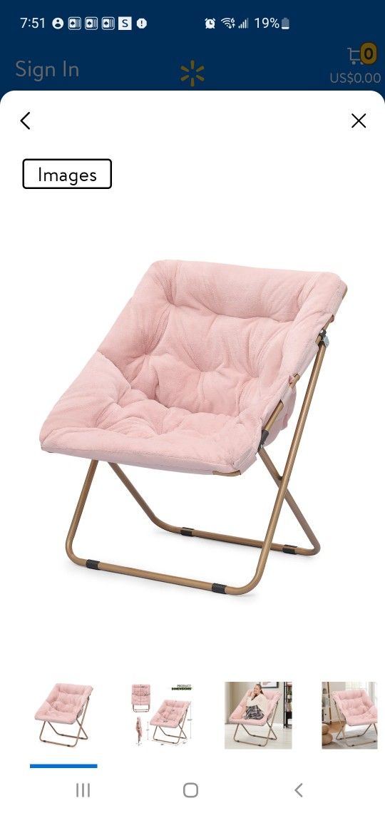 Magshion 27.5" Foldable Soft Faux Fur Saucer Chair